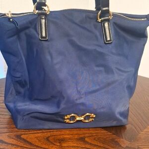 C WONDER  Navy Blue Tote Bag with Gold Accents used very good